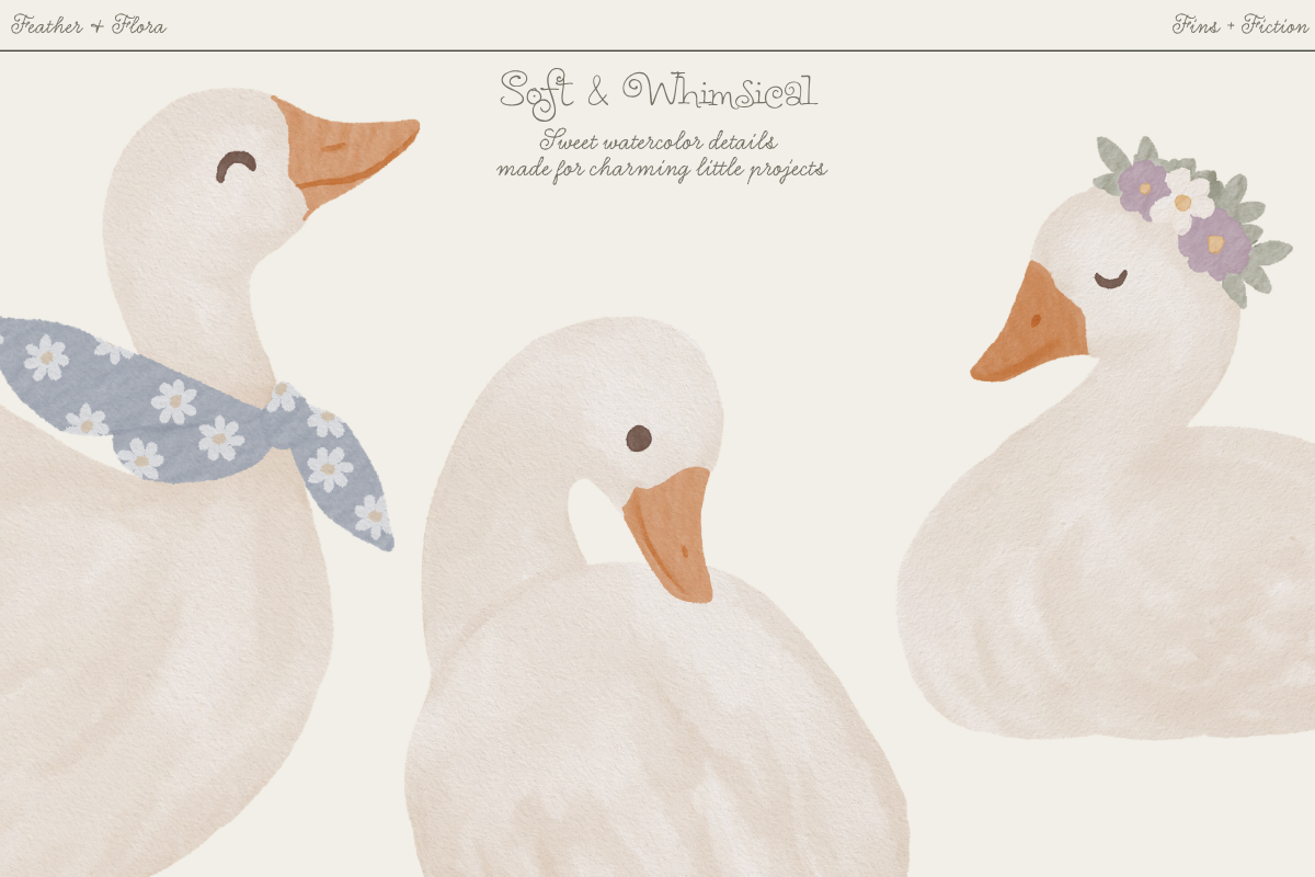 Feather & Flora Watercolor Clip Art, an Animal Illustration by Fins and Fiction (Photo 3 of 5)