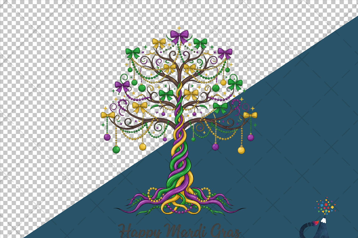 Watercolor Mardi Gras Bead Tree, an Illustration by Creative Art (Photo 6 of 6)