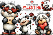Whimsical Valentine Panda Clipart, an Illustration by cherrydesign (Thumbnail 1 of 4)