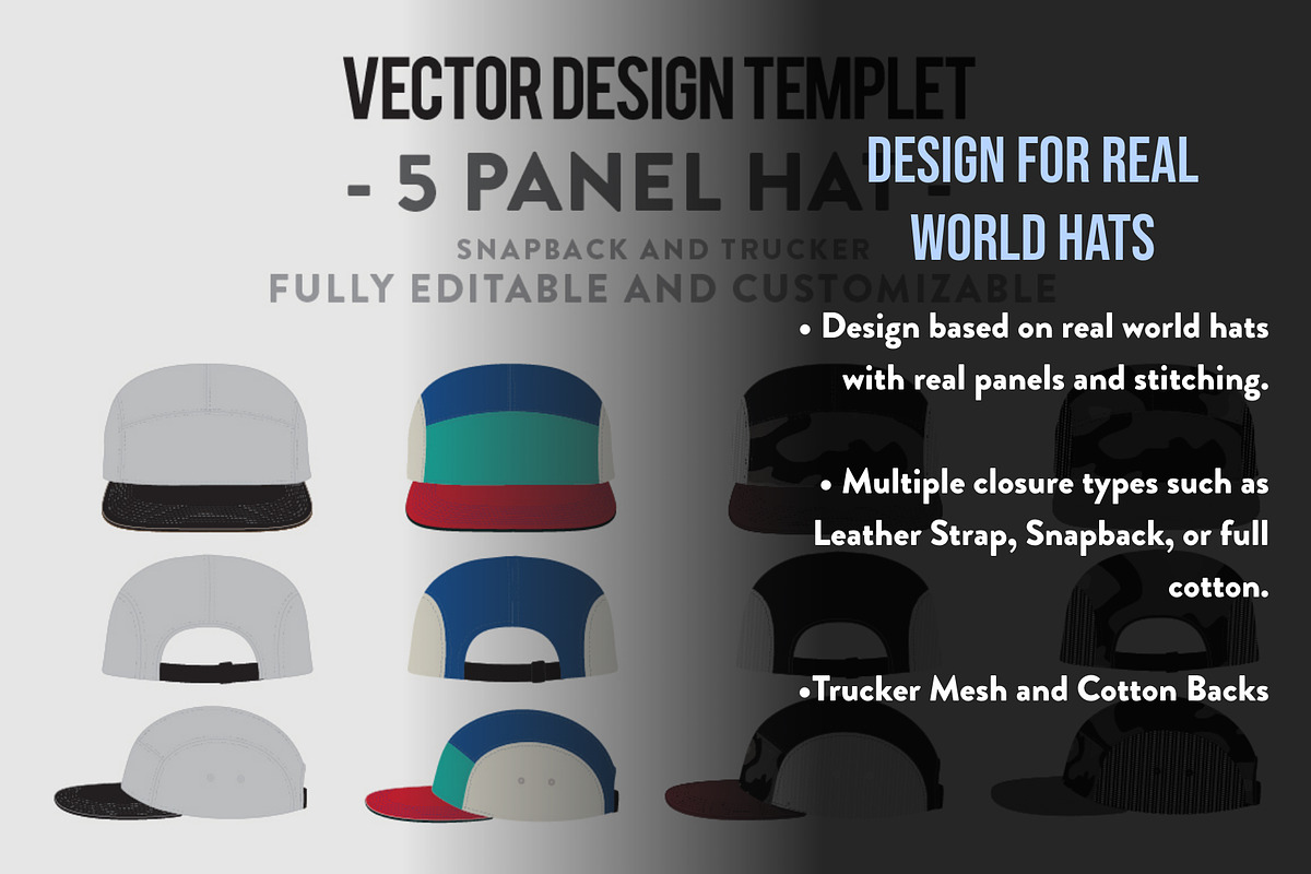 Hat Template - 5 Panel Hat, a Hat Mockup by Template Haven (Photo 5 of 10)