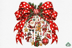 Retro Christmas Charms Bow