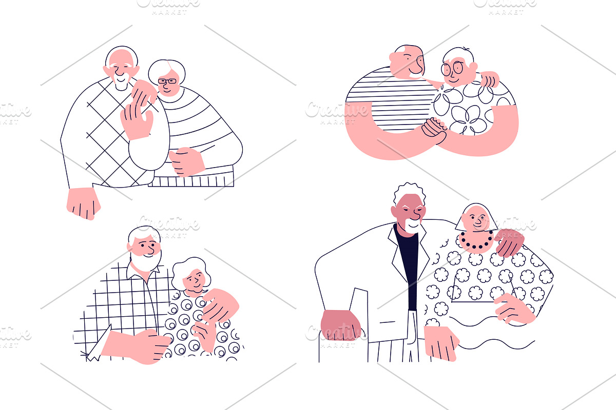 Hand drawn cartoon grandparents, a Healthcare Illustration by Lucky Shop