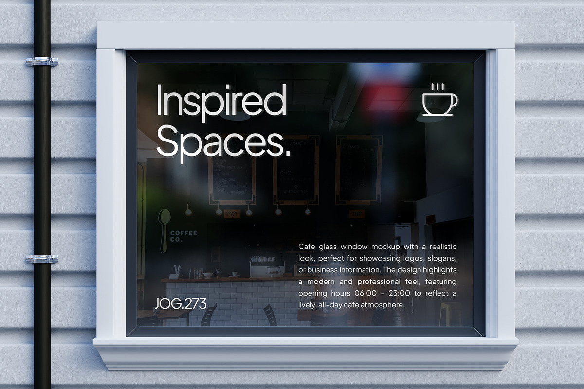 Cafe Window Glass Mockup, an Advertising Mockup by SLAB! Design (Photo 3 of 6)