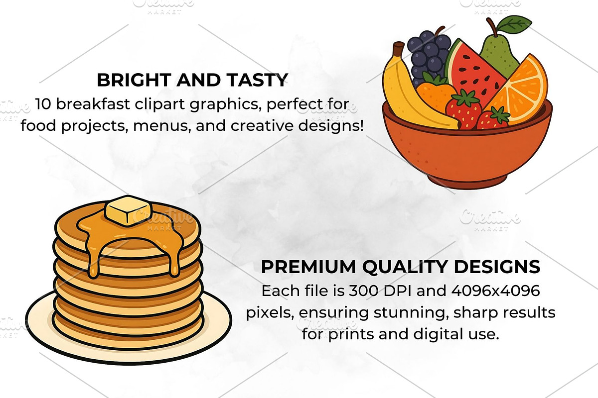 Breakfast Clipart PNG Food Graphics, a Food Illustration by QM_ART (Photo 3 of 7)