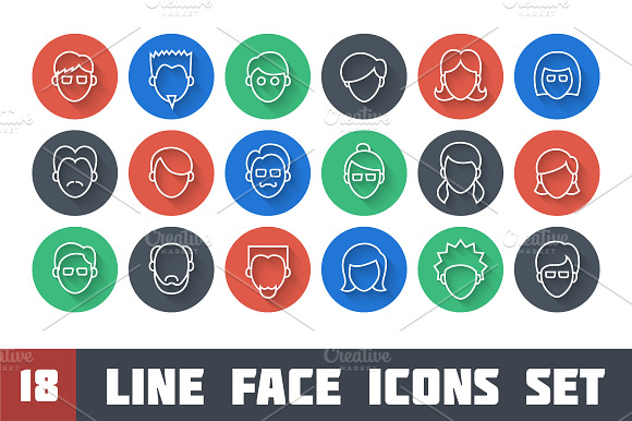 Line Face Icon Set