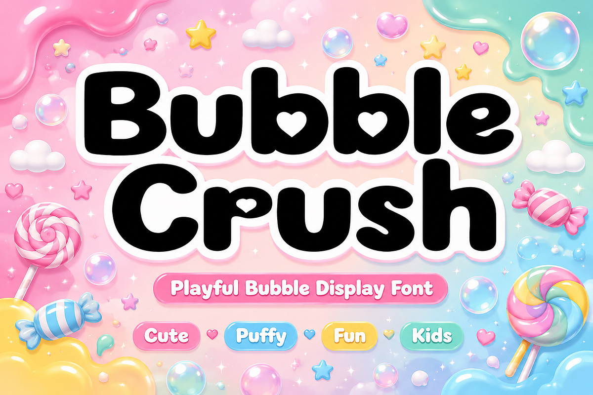 Bubble Crush, a Slab Serif Font by Wow Magic (Photo 1 of 3)