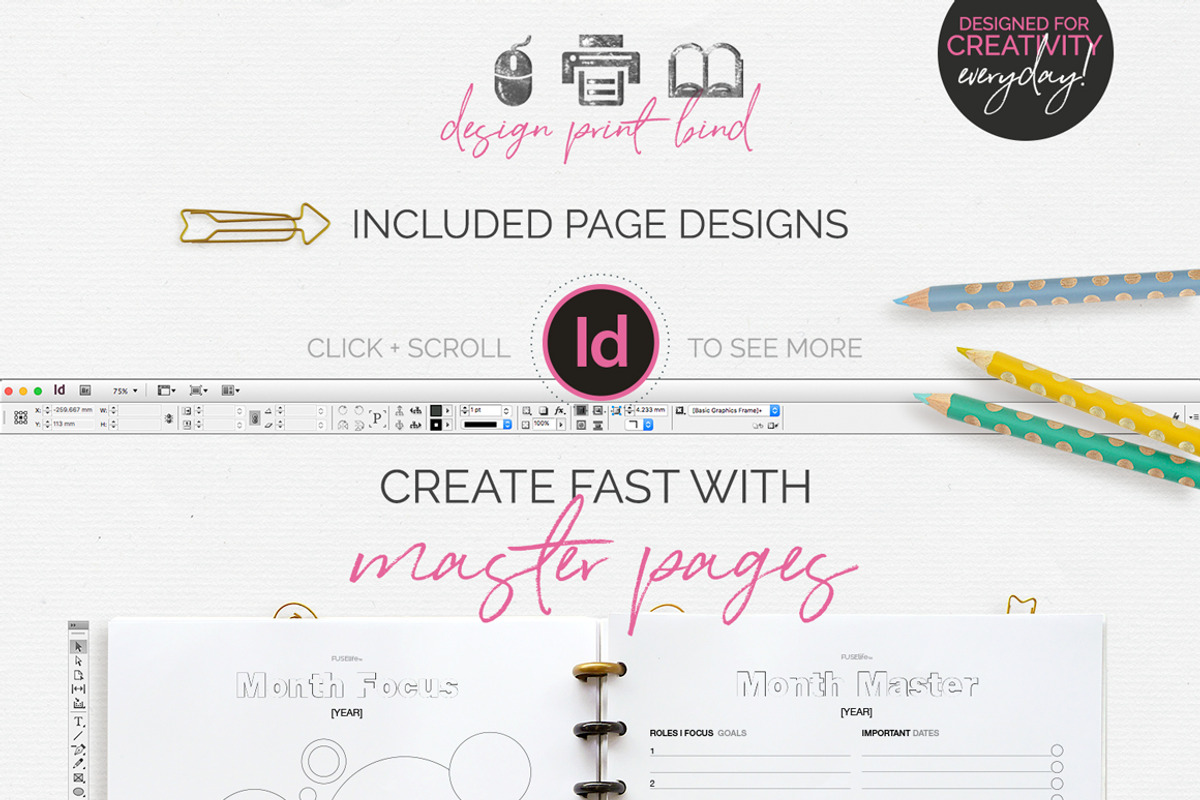 US InDesign Planner Template ColorMe, a Stationery Template by WhiteSpace Design Studio (Photo 3 of 5)