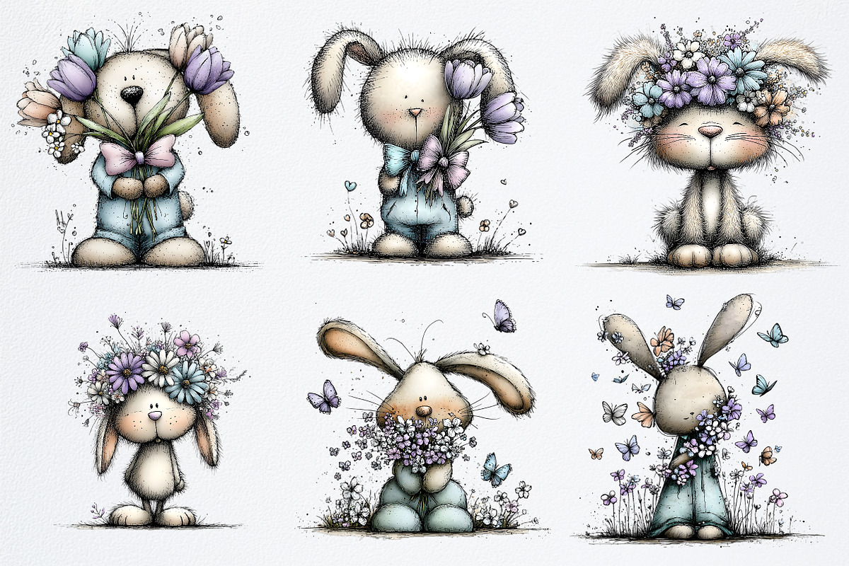 Watercolor Easter Bunny Clipart, an Illustration by Watercolor design (Photo 3 of 7)