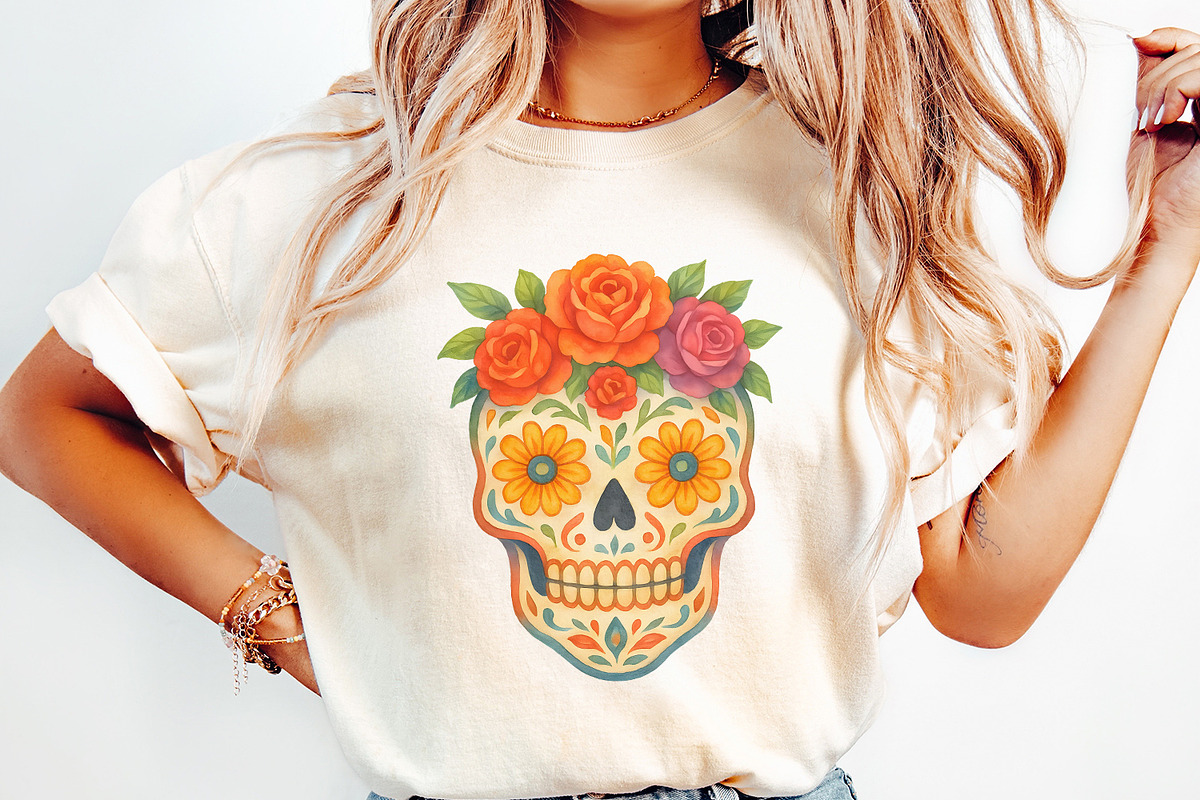 Sugar Skull Floral PNG, Day of the, an Illustration by SharpMarketplace (Photo 2 of 9)