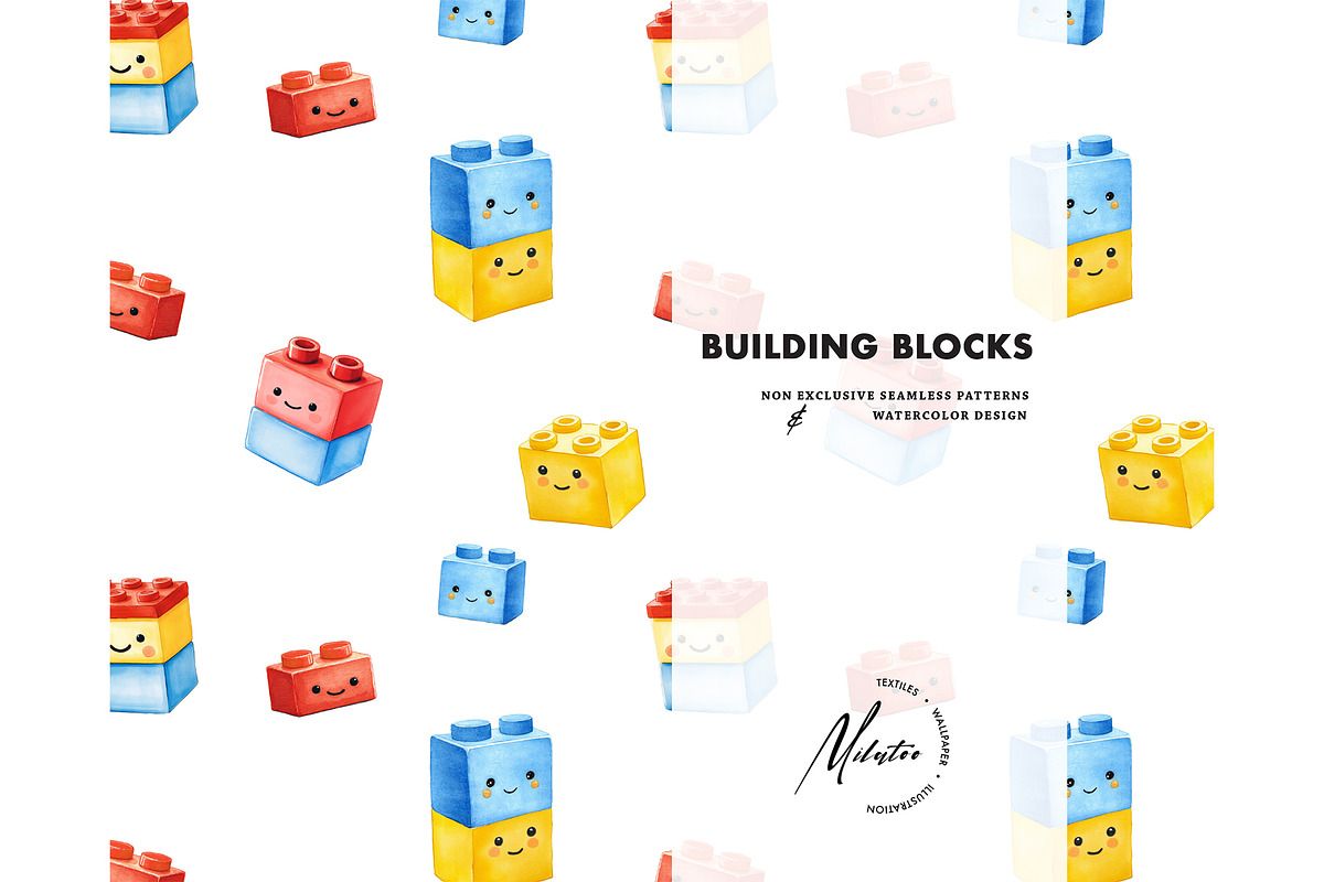 Building blocks seamless pattern, a Pattern Graphic by Milatoo (Photo 1 of 3)