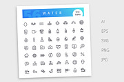 Water Line Icons Set, an Outline Icon by Voysla's Shop (Thumbnail 4 of 4)