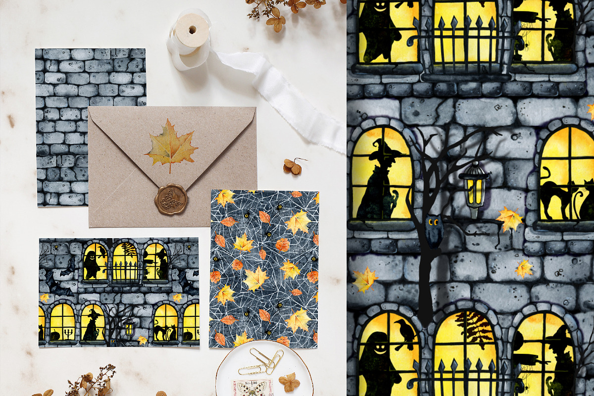 Castle Halloween digital paper, a Pattern Graphic by Artmanata (Photo 5 of 6)