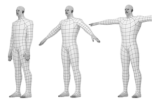 Male Hero In Three Poses Base Mesh