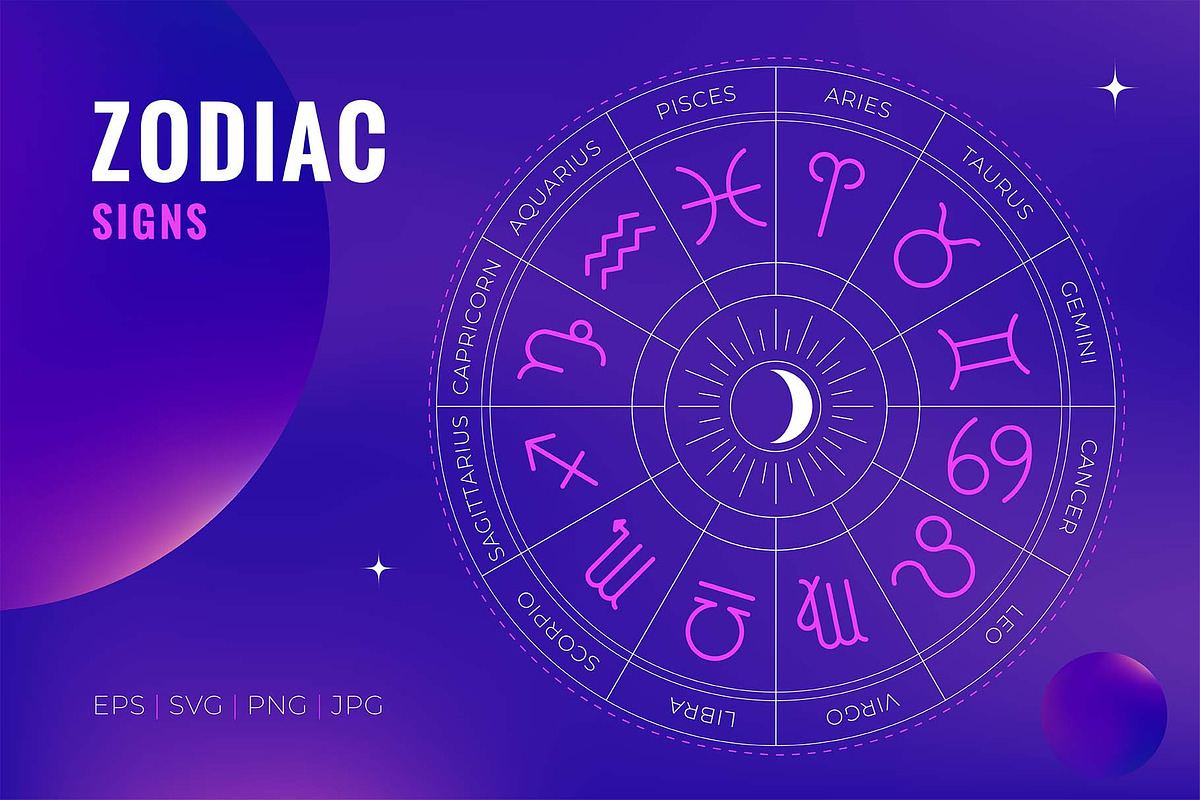 Astrology Symbols & Zodiac Wheel, a Solid Icon by QASO (Photo 2 of 3)