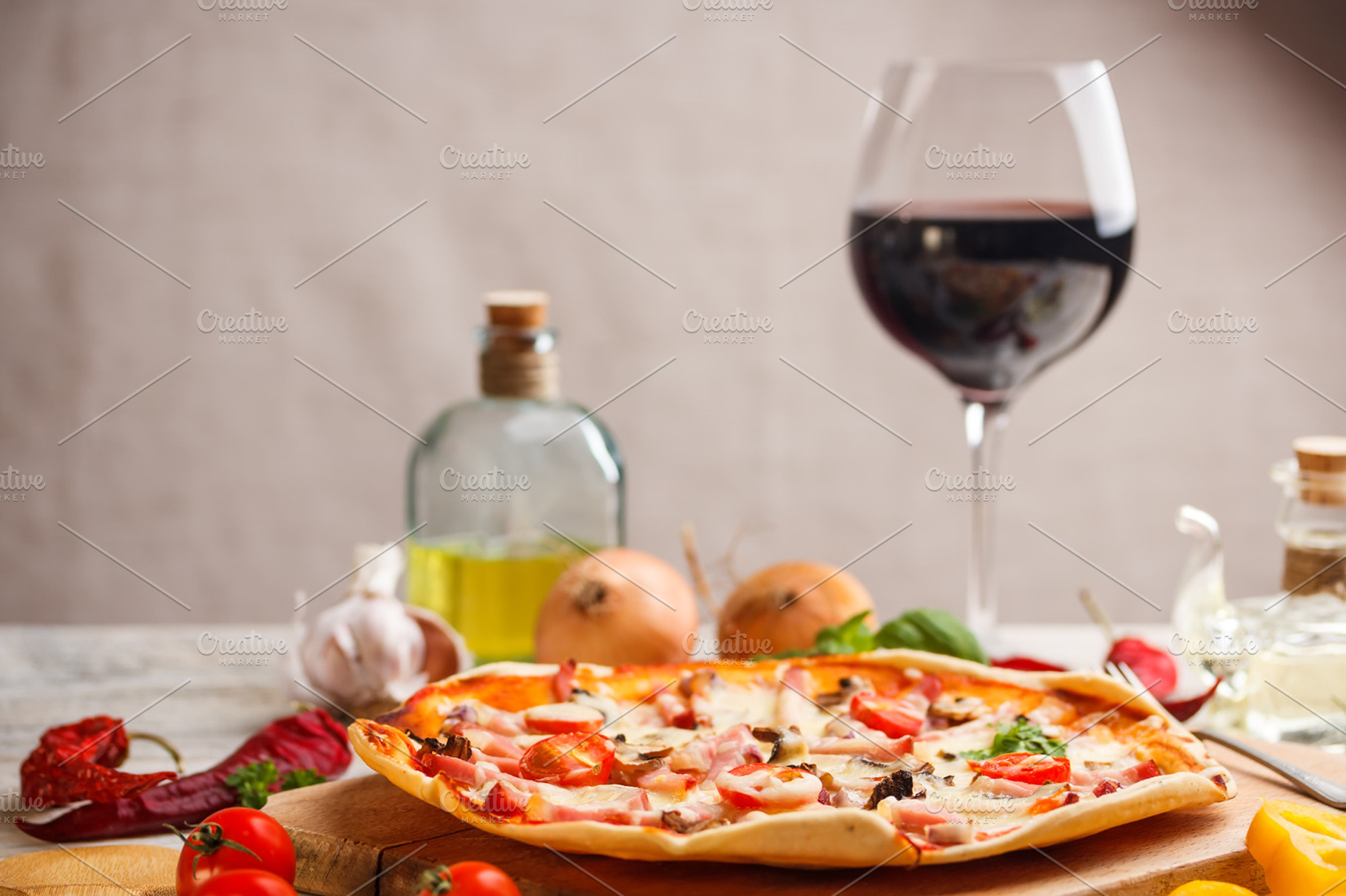 Fresh pizza stock photo containing pizza and food