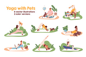 Yoga with pets set, a Sport Illustration by Good Studio
