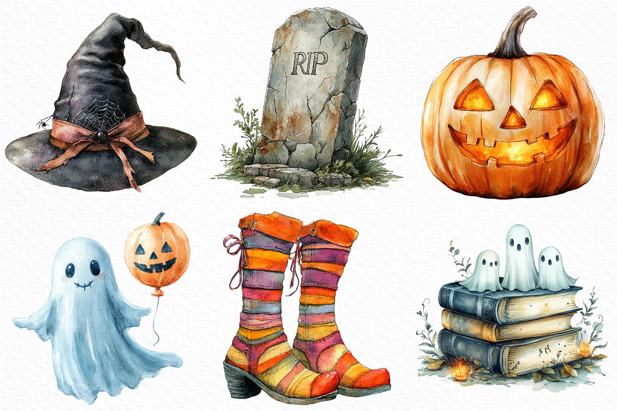 Watercolor Halloween Sublimation, an Illustration by Craft Nest (Photo 4 of 6)