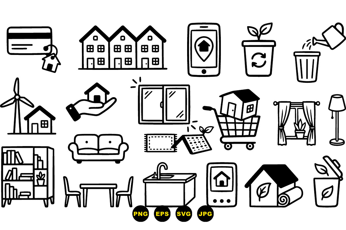 Eco Friendly Home Icons Set, an Illustration by designvectx (Photo 3 of 3)