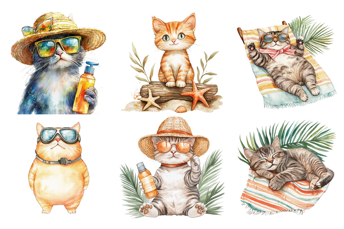Tropical Beach Cat PNG, an Illustration by SinaCreation (Photo 3 of 5)