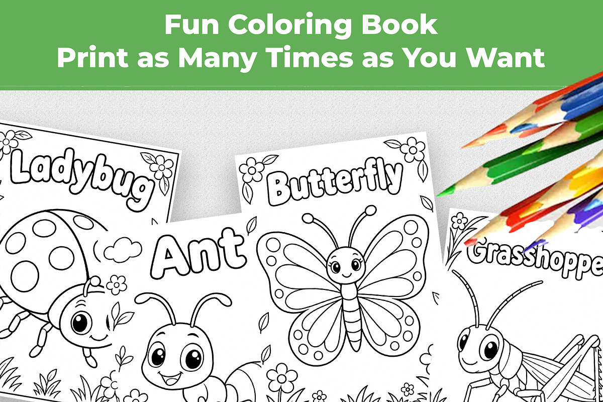 Insect Coloring Book for Kids, an Education Illustration by Mohammad Sarfaraz (Photo 8 of 13)