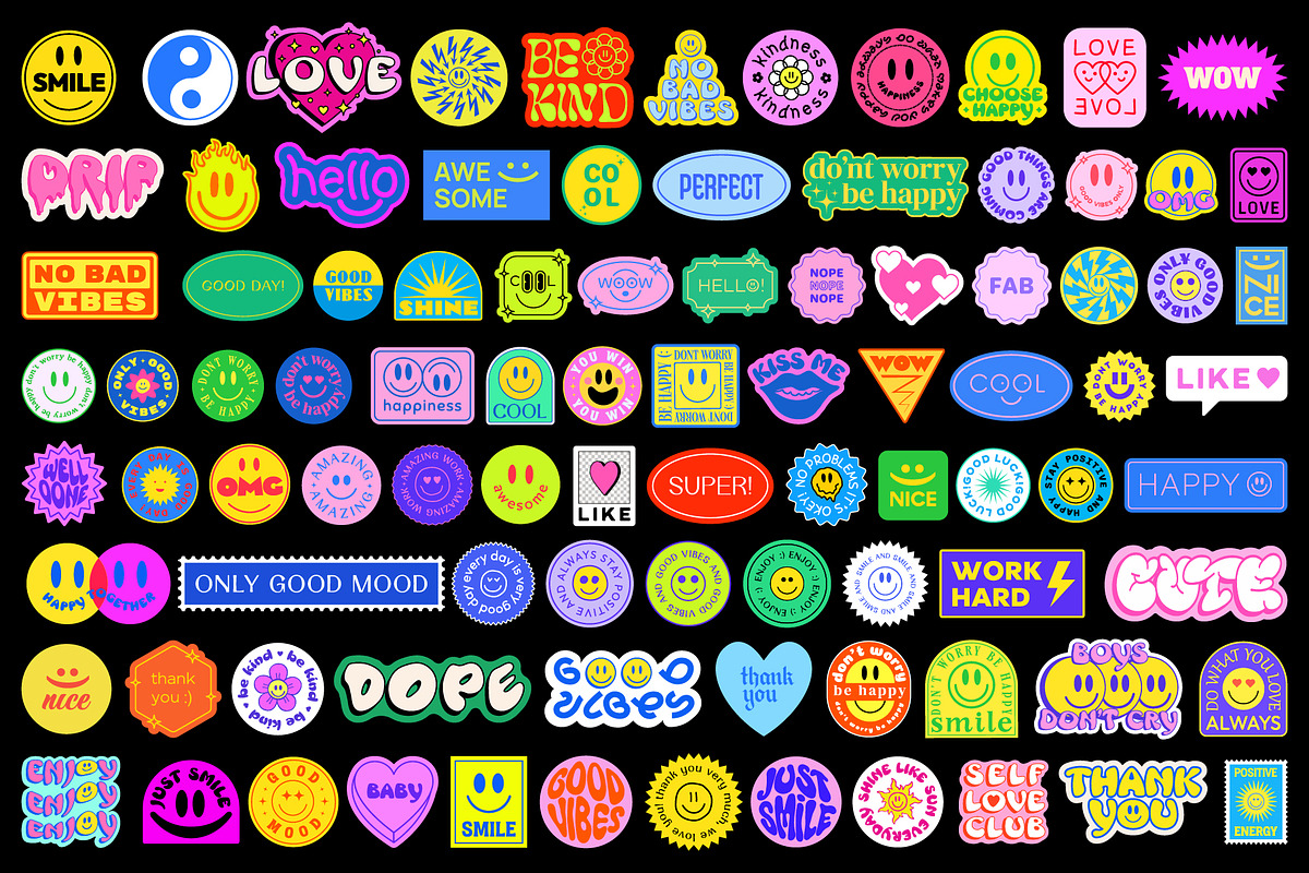 POSITIVE STICKERS PACK, an Object Graphic by craftlove (Photo 3 of 9)