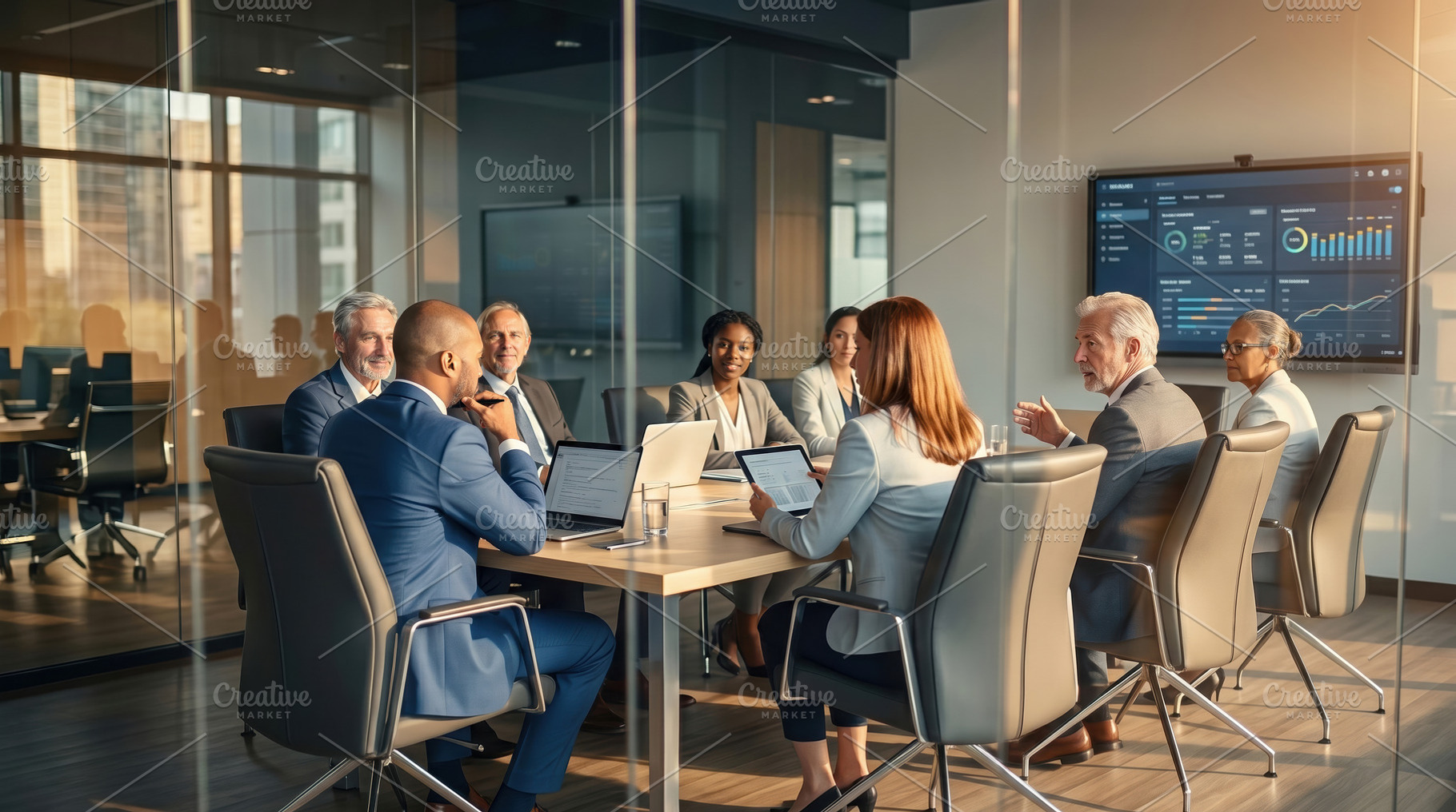 Executive Team Discussion in Modern Conference Room, a Business Photo by Davizro's Market