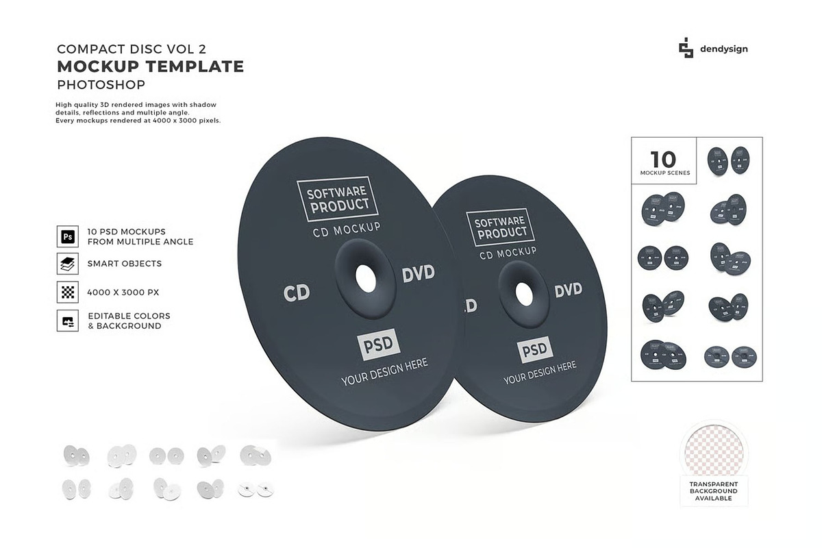 Compact Disc Mockup Template Set Vol, a Product Mockup by DesignRushMarket (Photo 1 of 11)