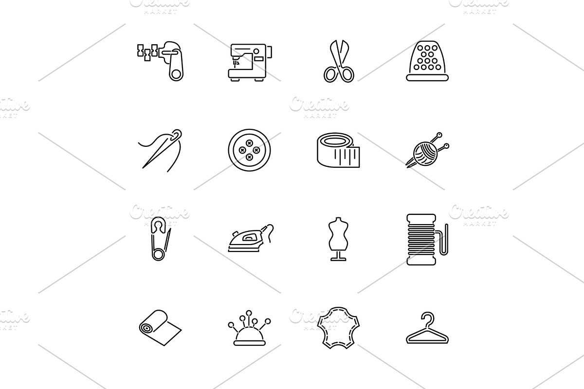 Tailoring - Flat Vector Icons, an Object Illustration by Artsaba Family