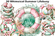 Whimsical Summer Lifebuoy Clipart, an Illustration by Black Bird Studio (Thumbnail 1 of 5)