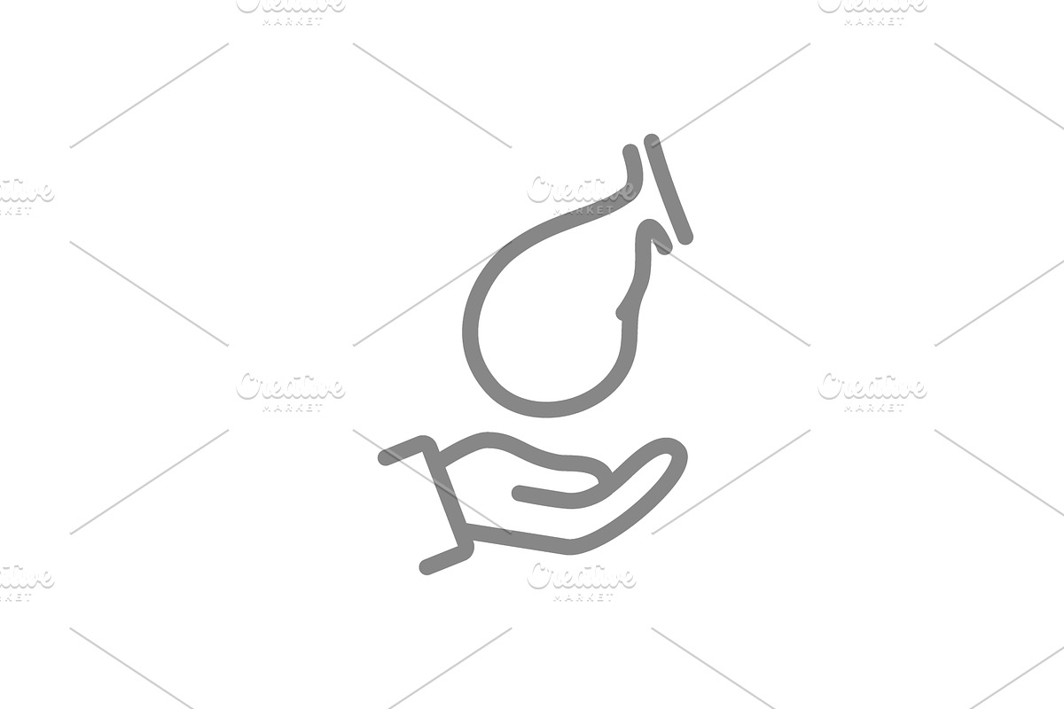 Gallbladder on hand line icon, an Object Illustration by GraphiShop