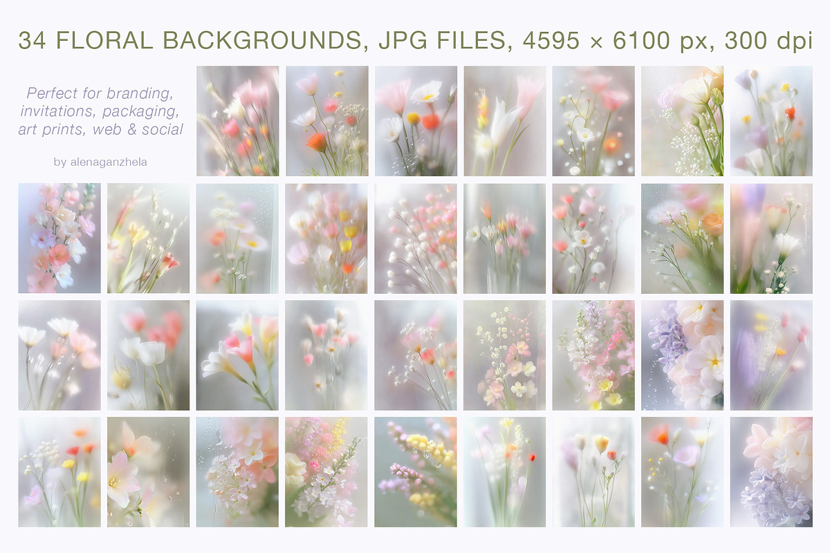 PRIMAVERA - Soft Floral Backgrounds, a Background Graphic by alenaganzhela (Photo 5 of 8)