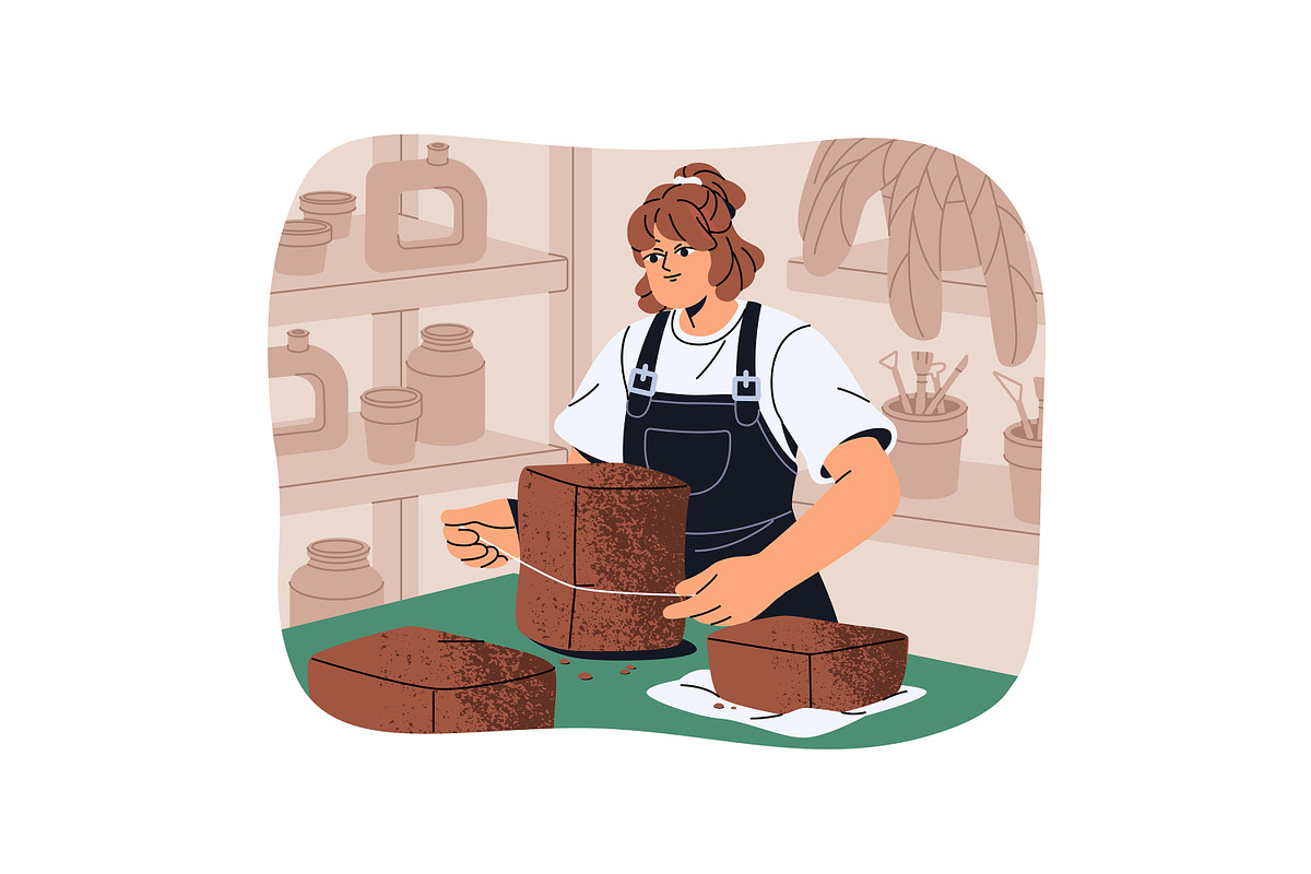 People do ceramics, pottery workshop, a Person Illustration by PaperTrident (Photo 2 of 10)