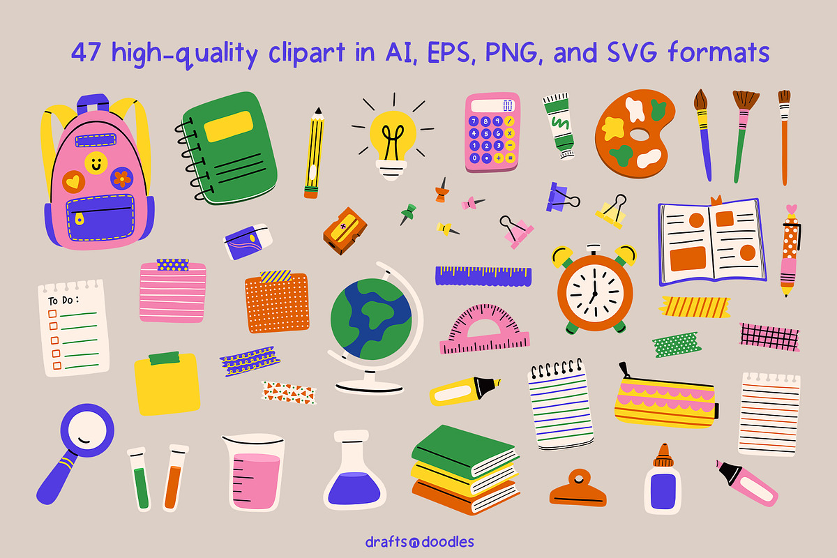 Back to School Clipart and Patterns, a Pattern Graphic by Drafts n Doodles (Photo 2 of 12)