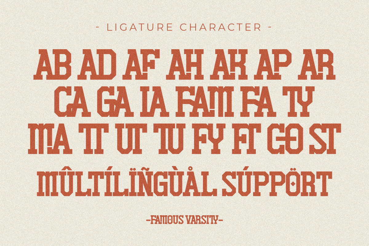 Famous Varsity - Vintage Slab Serif, a Slab Serif Font by Pian45 Studio (Photo 4 of 12)