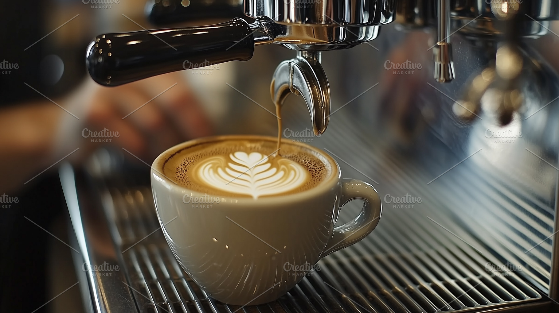 Barista prepares perfect cup latte, a Food & Drink Photo by MistyDay