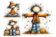 Quirky Scarecrow PNG Clipart, a Seasonal Illustration by Nicolle's Colorful Art (Thumbnail 4 of 4)