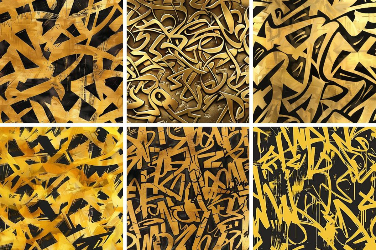 Gold Graffiti Seamless Patterns, a Pattern Graphic by PrintablesByFranklyn (Photo 4 of 4)