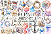 Watercolor Seaside Whispers Clipart, an Illustration by Sublimation Artist (Thumbnail 1 of 6)