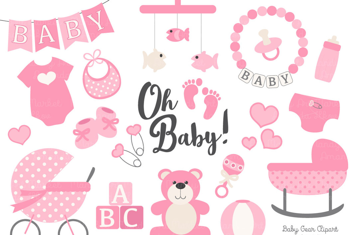 Vector Baby Clipart in Pink, an Illustration by Amanda Ilkov (Photo 1 of 2)
