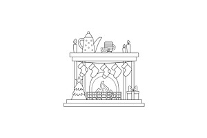 Christmas fireplace with stockings, an Illustration by Barsuk's Shop