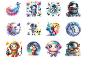 Astronaut and Space Watercolor, a Technology Illustration by fashionaddict (Thumbnail 3 of 7)