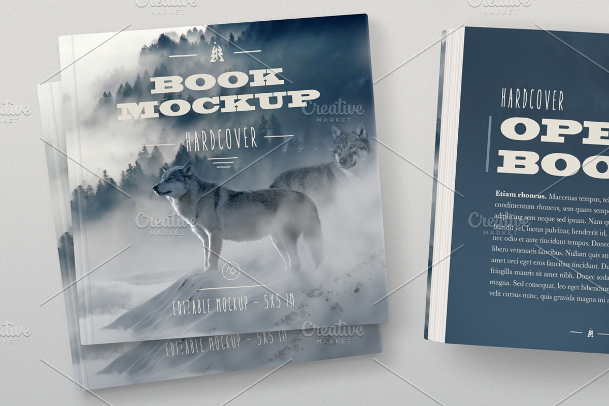 Open Hardcover Book Mockup (Square), a Print Template by ArtefShop (Photo 4 of 22)
