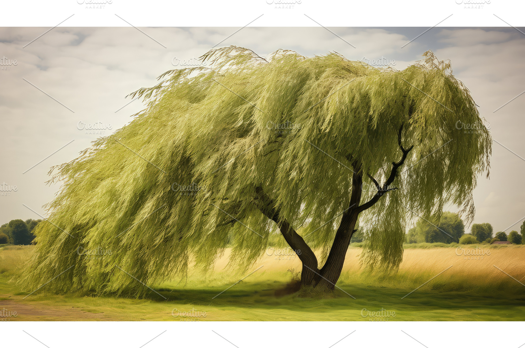 wind bending tree ai generated, a Nature Photo by pikepicture