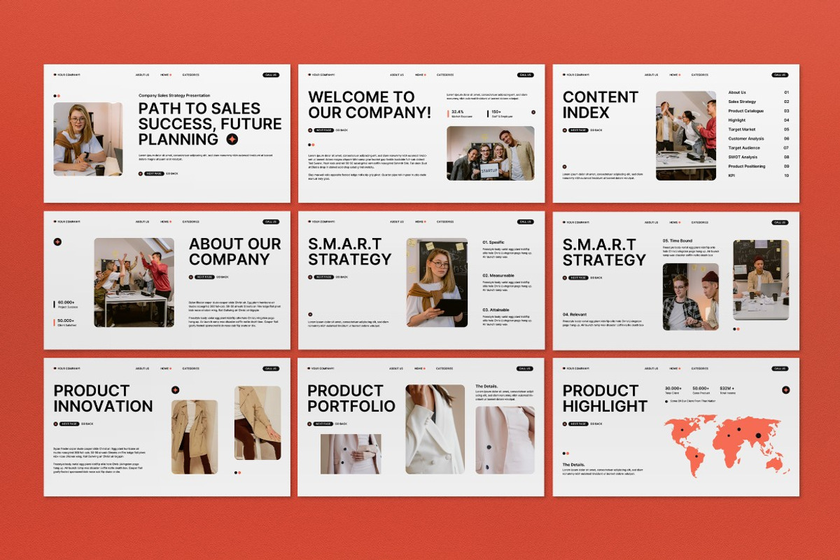 White Orange Sales Strategy Plan PPT, a Presentation Template by graphicook (Photo 2 of 5)