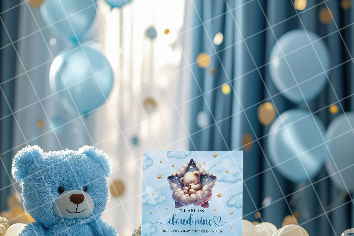 Boy baby shower invitation mockup, an Advertising Mockup by Blush Roses Print (Photo 5 of 8)