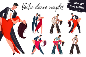 Vector dance couples illustrations