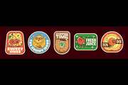 Groovy hippie label stickers patches, a Food Illustration by Vector Tradition (Thumbnail 2 of 3)