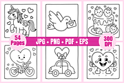 Valentine's Day Coloring Pages, a Seasonal Illustration by Coco Bloom (Thumbnail 2 of 4)