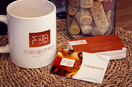 Business Cards, Mug Mockup