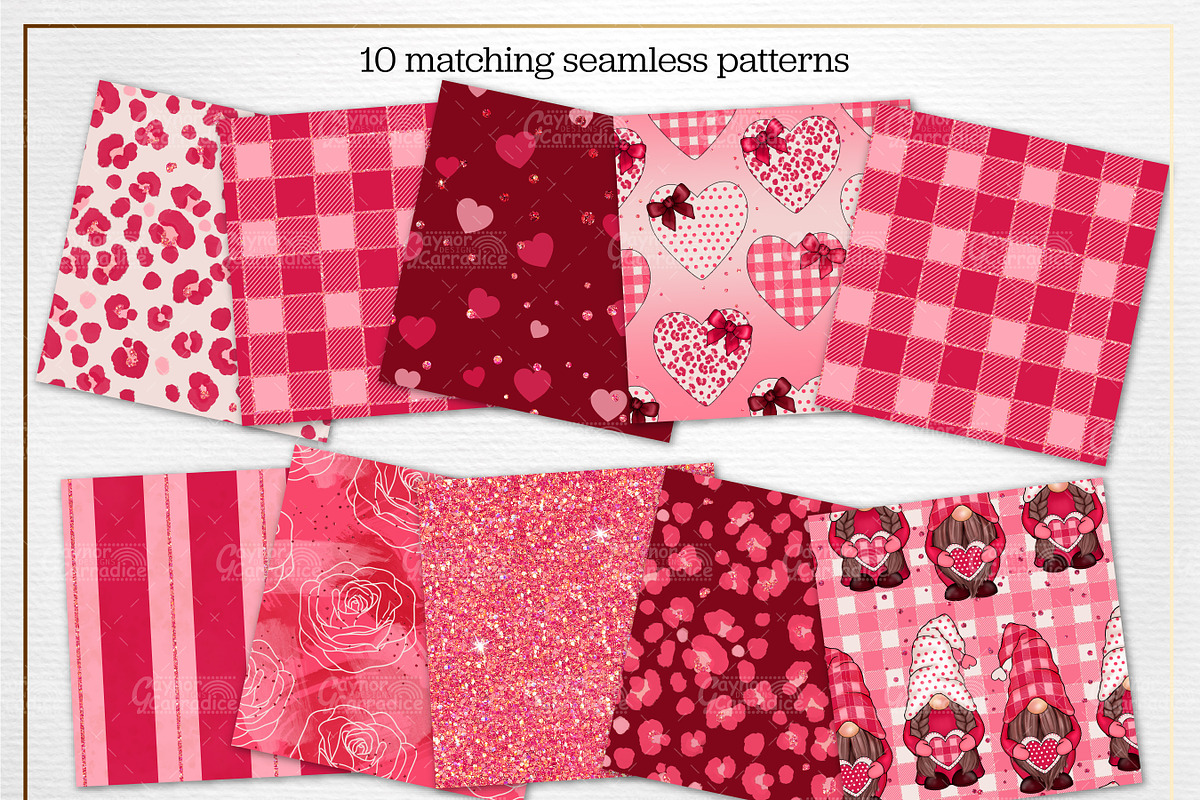 Rustic valentine clipart & patterns, a Pattern Graphic by Gaynor Carradice Designs (Photo 3 of 3)